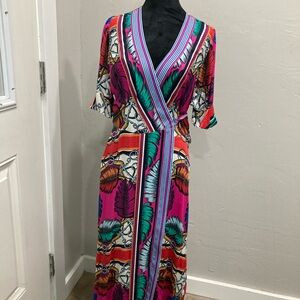 Vibrant Multicolor Wrap Dress